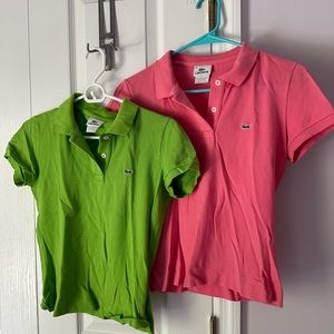 Lacoste Polo Lot - Size 38 or XS - Coral and Green